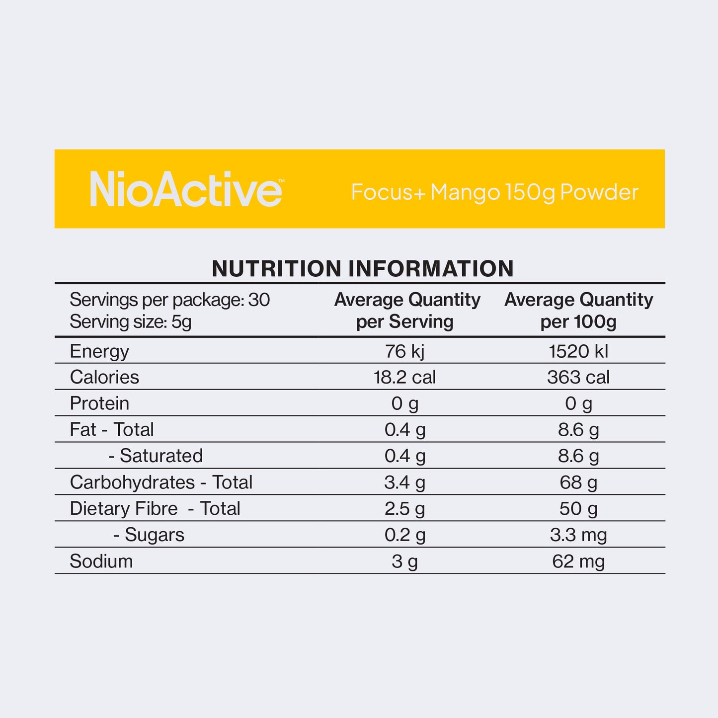 NioActive™ Focus+ Mango