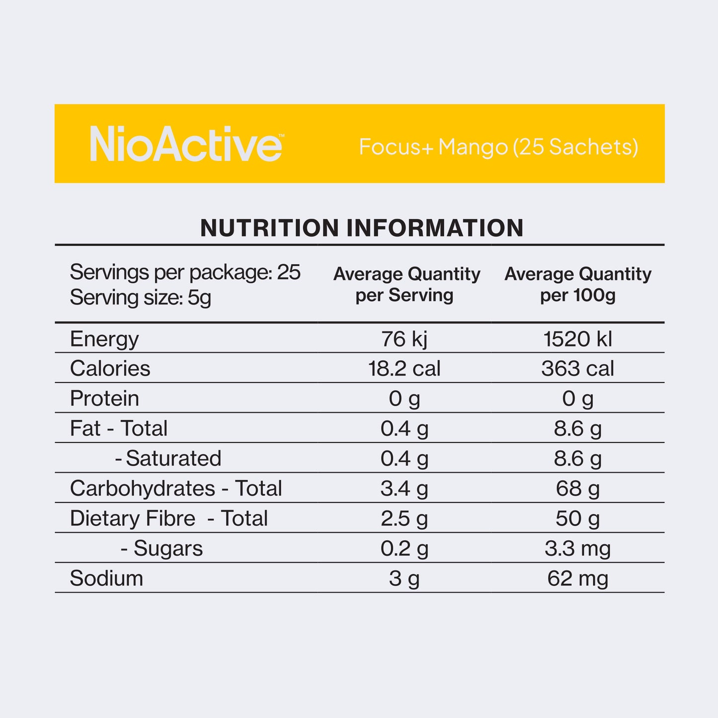 NioActive™ Focus+ Mango